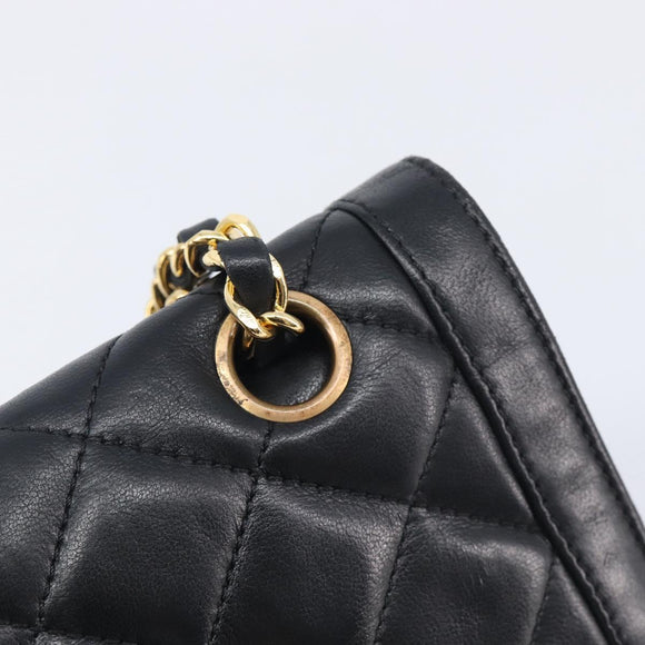 CHANEL Matelasse Chain Shoulder Bag Lamb Skin Paris limited Black Auth BA16289SM