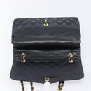 CHANEL Matelasse Chain Shoulder Bag Lamb Skin Paris limited Black Auth BA16289SM-16
