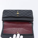 CHANEL Matelasse Chain Shoulder Bag Lamb Skin Paris limited Black Auth BA16289SM-19