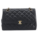 CHANEL Matelasse Chain Shoulder Bag Lamb Skin Paris limited Black Auth BA16289SM-2