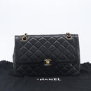 CHANEL Matelasse Chain Shoulder Bag Lamb Skin Paris limited Black Auth BA16289SM-32
