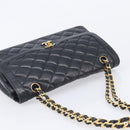 CHANEL Matelasse Chain Shoulder Bag Lamb Skin Paris limited Black Auth BA16289SM-6
