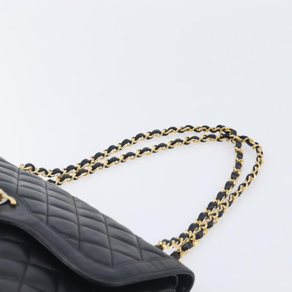 CHANEL Matelasse Chain Shoulder Bag Lamb Skin Paris limited Black Auth BA16289SM