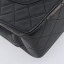 CHANEL Matelasse 25 Chain Shoulder Bag Lamb Skin Black Gold CC Auth BA16290SM-13