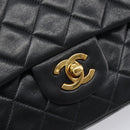 CHANEL Matelasse 25 Chain Shoulder Bag Lamb Skin Black Gold CC Auth BA16290SM-14