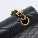 CHANEL Matelasse 25 Chain Shoulder Bag Lamb Skin Black Gold CC Auth BA16290SM-15