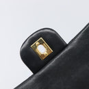 CHANEL Matelasse 25 Chain Shoulder Bag Lamb Skin Black Gold CC Auth BA16290SM-17
