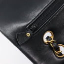CHANEL Matelasse 25 Chain Shoulder Bag Lamb Skin Black Gold CC Auth BA16290SM-18