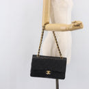 CHANEL Matelasse 25 Chain Shoulder Bag Lamb Skin Black Gold CC Auth BA16290SM-30