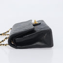 CHANEL Matelasse 25 Chain Shoulder Bag Lamb Skin Black Gold CC Auth BA16290SM-5