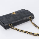 CHANEL Matelasse 25 Chain Shoulder Bag Lamb Skin Black Gold CC Auth BA16290SM-6