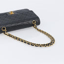 CHANEL Matelasse 25 Chain Shoulder Bag Lamb Skin Black Gold CC Auth BA16290SM-7