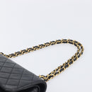 CHANEL Matelasse 25 Chain Shoulder Bag Lamb Skin Black Gold CC Auth BA16290SM-8
