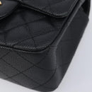 CHANEL Mini Matelasse 17 Chain Shoulder Bag Caviar Skin Black Auth BA16291SM-11