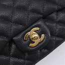 CHANEL Mini Matelasse 17 Chain Shoulder Bag Caviar Skin Black Auth BA16291SM-15