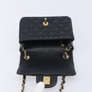 CHANEL Mini Matelasse 17 Chain Shoulder Bag Caviar Skin Black Auth BA16291SM-16