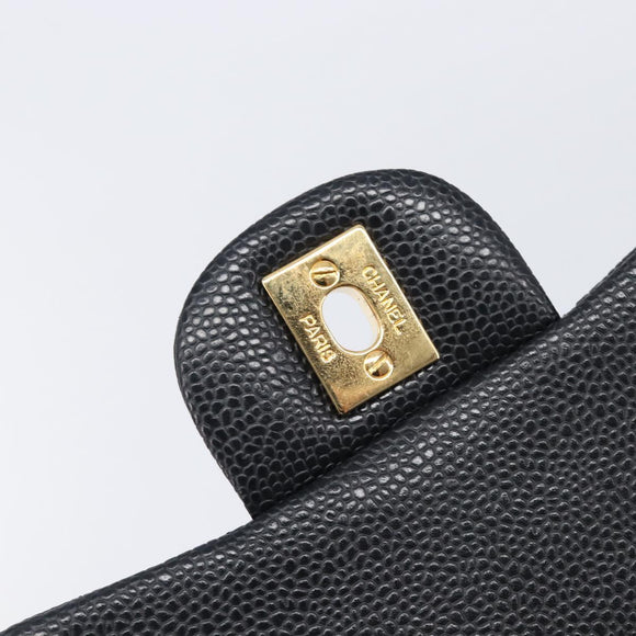 CHANEL Mini Matelasse 17 Chain Shoulder Bag Caviar Skin Black Auth BA16291SM