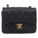 CHANEL Mini Matelasse 17 Chain Shoulder Bag Caviar Skin Black Auth BA16291SM-2