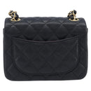 CHANEL Mini Matelasse 17 Chain Shoulder Bag Caviar Skin Black Auth BA16291SM-3