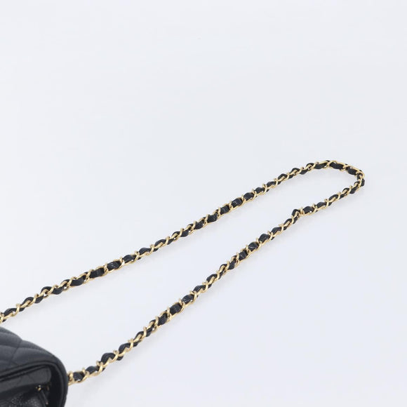 CHANEL Mini Matelasse 17 Chain Shoulder Bag Caviar Skin Black Auth BA16291SM