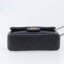 CHANEL Mini Matelasse 20 Chain Shoulder Bag Lamb Skin Black Gold Auth BA16292SM-10