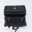 CHANEL Mini Matelasse 20 Chain Shoulder Bag Lamb Skin Black Gold Auth BA16292SM-16