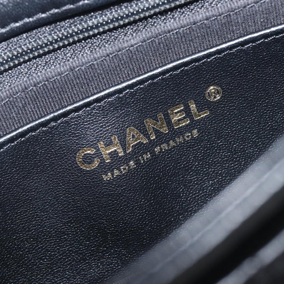CHANEL Mini Matelasse 20 Chain Shoulder Bag Lamb Skin Black Gold Auth BA16292SM