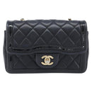 CHANEL Mini Matelasse 20 Chain Shoulder Bag Lamb Skin Black Gold Auth BA16292SM-2