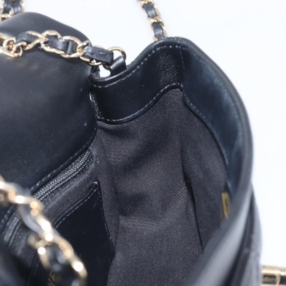 CHANEL Mini Matelasse 20 Chain Shoulder Bag Lamb Skin Black Gold Auth BA16292SM