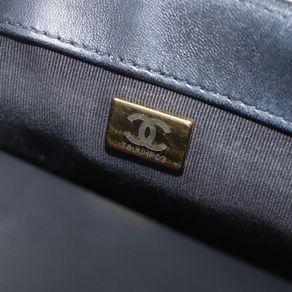 CHANEL Mini Matelasse 20 Chain Shoulder Bag Lamb Skin Black Gold Auth BA16292SM