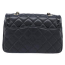 CHANEL Mini Matelasse 20 Chain Shoulder Bag Lamb Skin Black Gold Auth BA16292SM-3