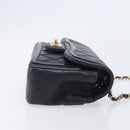 CHANEL Mini Matelasse 20 Chain Shoulder Bag Lamb Skin Black Gold Auth BA16292SM-4