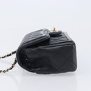 CHANEL Mini Matelasse 20 Chain Shoulder Bag Lamb Skin Black Gold Auth BA16292SM-5