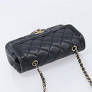 CHANEL Mini Matelasse 20 Chain Shoulder Bag Lamb Skin Black Gold Auth BA16292SM-6