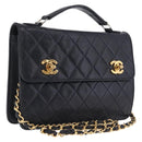 CHANEL Matelasse Chain Shoulder Bag Lamb Skin 2way Navy Gold CC Auth BA16293SAV-1