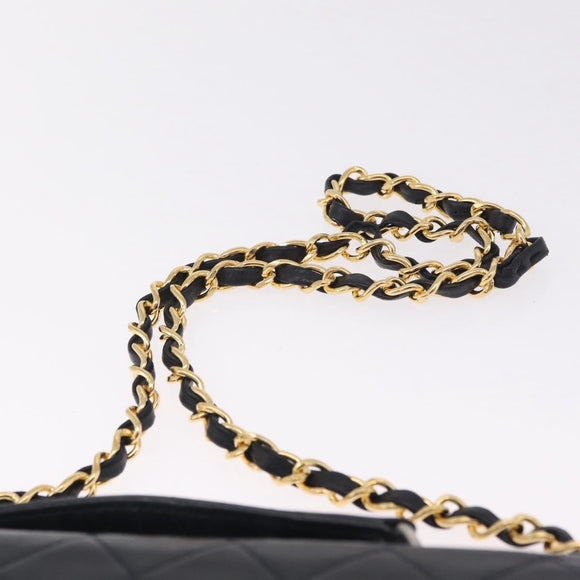 CHANEL Matelasse Chain Shoulder Bag Lamb Skin 2way Navy Gold CC Auth BA16293SAV
