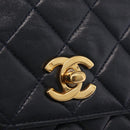 CHANEL Matelasse Chain Shoulder Bag Lamb Skin 2way Navy Gold CC Auth BA16293SAV-16