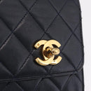 CHANEL Matelasse Chain Shoulder Bag Lamb Skin 2way Navy Gold CC Auth BA16293SAV-17