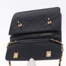 CHANEL Matelasse Chain Shoulder Bag Lamb Skin 2way Navy Gold CC Auth BA16293SAV-18