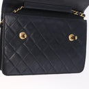 CHANEL Matelasse Chain Shoulder Bag Lamb Skin 2way Navy Gold CC Auth BA16293SAV-20