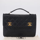 CHANEL Matelasse Chain Shoulder Bag Lamb Skin 2way Navy Gold CC Auth BA16293SAV-31