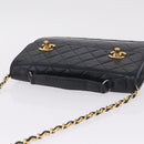 CHANEL Matelasse Chain Shoulder Bag Lamb Skin 2way Navy Gold CC Auth BA16293SAV-6