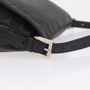 FENDI Mamma Baguette Shoulder Bag Leather Black Silver Auth BA16295V-10