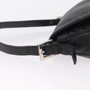 FENDI Mamma Baguette Shoulder Bag Leather Black Silver Auth BA16295V-11