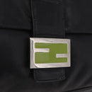 FENDI Mamma Baguette Shoulder Bag Leather Black Silver Auth BA16295V-18