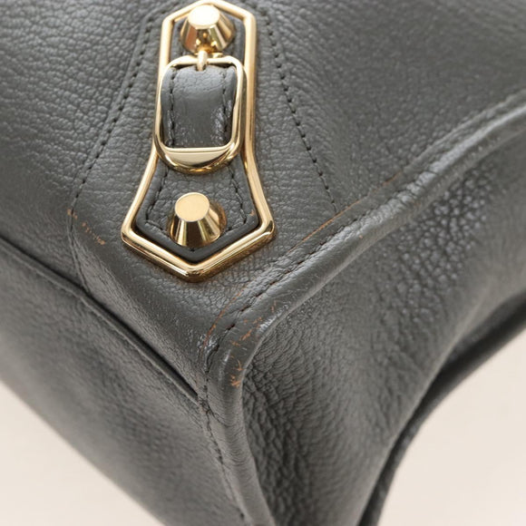 Balenciaga Classic Metal Edge City Leather 2way Gray Gold 432831 Auth BA16296SAM