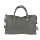 Balenciaga Classic Metal Edge City Leather 2way Gray Gold 432831 Auth BA16296SAM-3