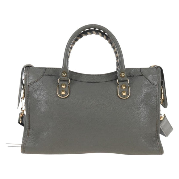 Balenciaga Classic Metal Edge City Leather 2way Gray Gold 432831 Auth BA16296SAM