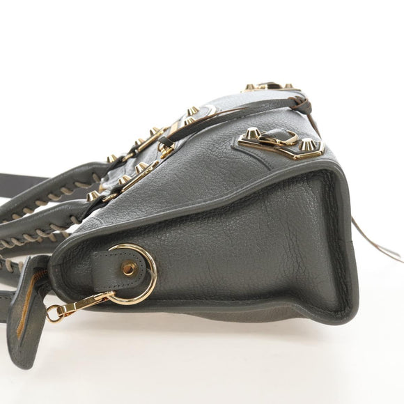 Balenciaga Classic Metal Edge City Leather 2way Gray Gold 432831 Auth BA16296SAM