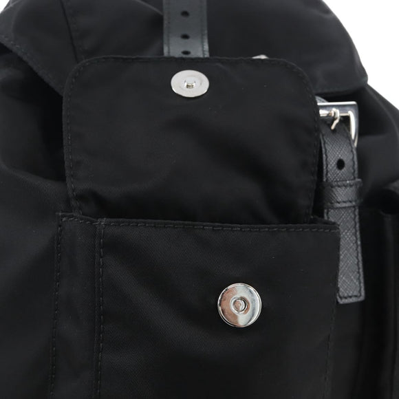 PRADA Backpack Nylon Black Silver Auth BA16300M